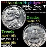 1984-p Jefferson Nickel Near Top Pop! 5c GEM++ 5fs