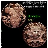 1oz .999 Fine Copper Bullion Round - "Drop Bear" S