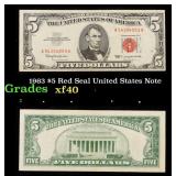 1963 $5 Red Seal United States Note Grades xf