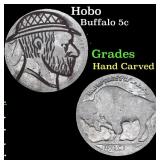 Hobo Buffalo Nickel 5c Grades Hand Carved
