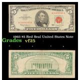 1963 $5 Red Seal United States Note Grades vf+