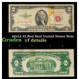 1953A $2 Red Seal United States Note Grades vf det