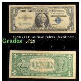 1957B $1 Blue Seal Silver Certificate Grades vf+