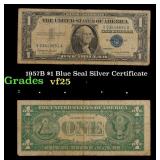 1957B $1 Blue Seal Silver Certificate Grades vf+