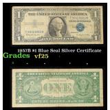1957B $1 Blue Seal Silver Certificate Grades vf+