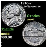 1970-s Jefferson Nickel 5c Grades GEM+ Unc
