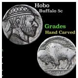 Hobo Buffalo Nickel 5c Grades Hand Carved