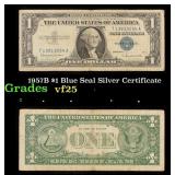 1957B $1 Blue Seal Silver Certificate Grades vf+