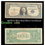 1957B $1 Blue Seal Silver Certificate Grades vf++