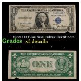 1935C $1 Blue Seal Silver Certificate Grades xf de