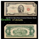 1953B $2 Red Seal United States Note Grades vf det