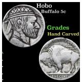 Hobo Buffalo Nickel 5c Grades Hand Carved