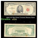 1963 $5 Red Seal United States Note Grades vf++