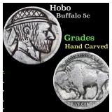 Hobo Buffalo Nickel 5c Grades Hand Carved