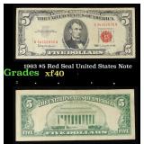 1963 $5 Red Seal United States Note Grades xf