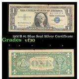 1957B $1 Blue Seal Silver Certificate Grades vf++
