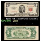 1953B $2 Red Seal United States Note Grades vf+