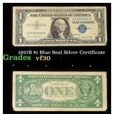 1957B $1 Blue Seal Silver Certificate Grades vf++