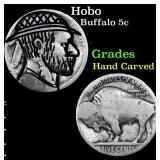 Hobo Buffalo Nickel 5c Grades Hand Carved