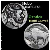 Hobo Buffalo Nickel 5c Grades Hand Carved