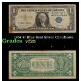 1957 $1 Blue Seal Silver Certificate Grades vf+