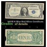 1957B $1 Blue Seal Silver Certificate Grades xf de