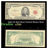 1963 $5 Red Seal United States Note Grades vf++