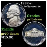 1982-s Proof Jefferson Nickel 5c GEM++ Proof Deep