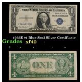 1935E $1 Blue Seal Silver Certificate Grades xf