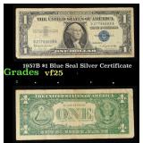 1957B $1 Blue Seal Silver Certificate Grades vf+