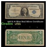 1957A $1 Blue Seal Silver Certificate Grades vf++