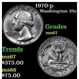 1970-p Washington Quarter 25c Grades GEM++ Unc