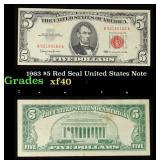 1963 $5 Red Seal United States Note Grades xf