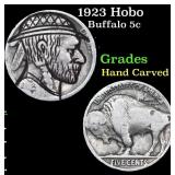 1923 Hobo Buffalo Nickel 5c Grades Hand Carved