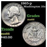 1965-p Washington Quarter 25c Grades GEM+ Unc