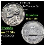 1971-d Jefferson Nickel 5c Grades GEM++ 5fs