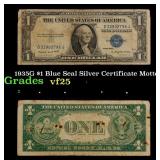 1935G $1 Blue Seal Silver Certificate Grades vf+ M