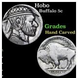 Hobo Buffalo Nickel 5c Grades Hand Carved