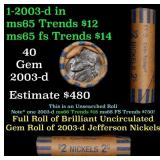 BU Shotgun Jefferson 5c roll, 2003-d 40 pcs Coin-T