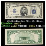 1934D $5 Blue Seal Silver Certificate Grades Selec