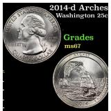 2014-d Arches Washington Quarter 25c Grades GEM++