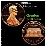 1988-s Proof Lincoln Cent 1c Grades GEM++ Proof De