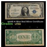 1935E $1 Blue Seal Silver Certificate Grades vf++