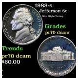 1988-s Proof Jefferson Nickel 5c GEM++ Proof Deep