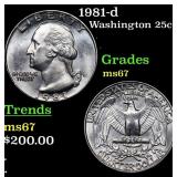 1981-d Washington Quarter 25c Grades GEM++ Unc