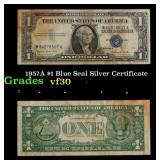 1957A $1 Blue Seal Silver Certificate Grades vf++