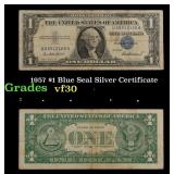 1957 $1 Blue Seal Silver Certificate Grades vf++