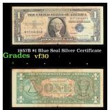 1957B $1 Blue Seal Silver Certificate Grades vf++