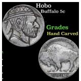 Hobo Buffalo Nickel 5c Grades Hand Carved