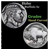 Hobo Buffalo Nickel 5c Grades Hand Carved
